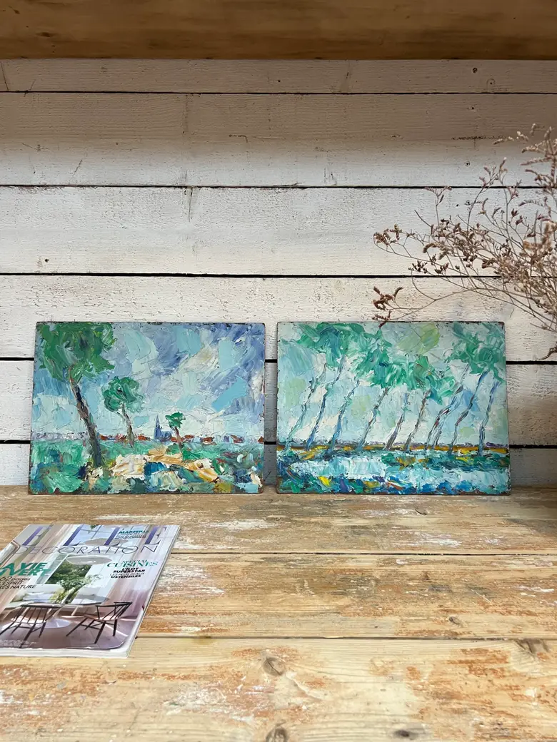 Tableaux aux paysages naïfs 1950