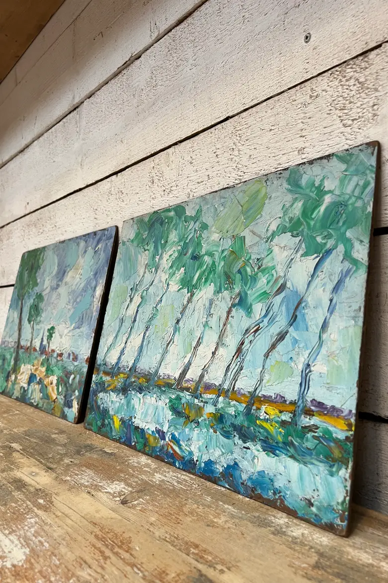 Tableaux aux paysages naïfs 1950