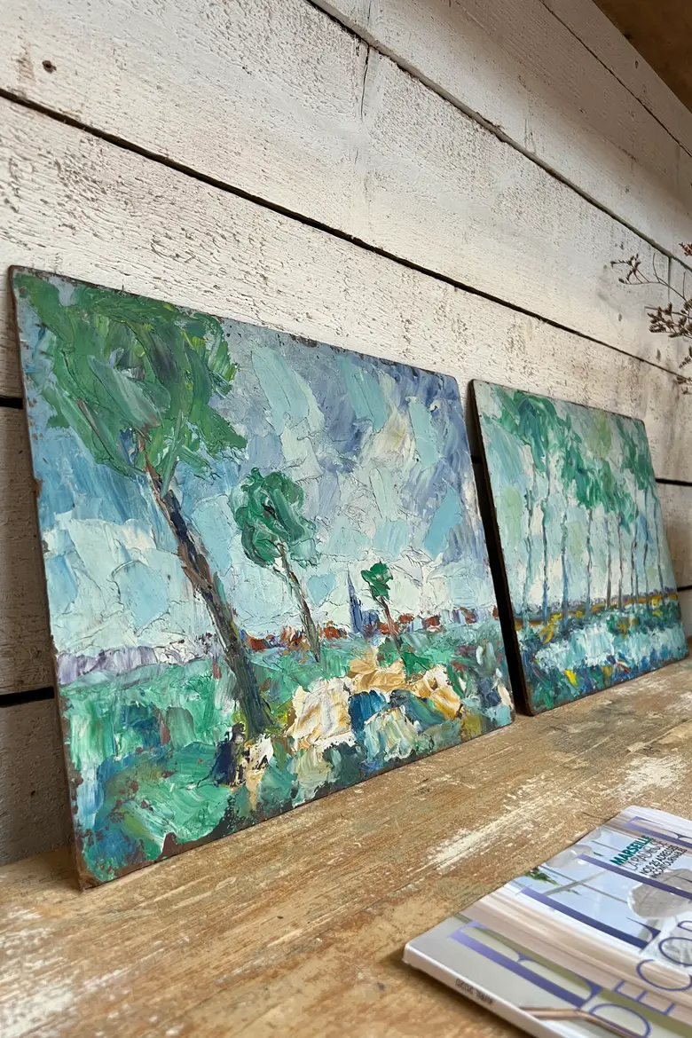Tableaux aux paysages naïfs 1950