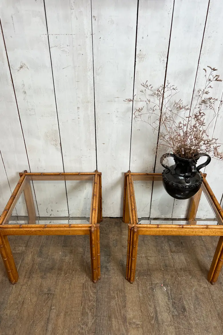 Tables d’appoint bambou et verre