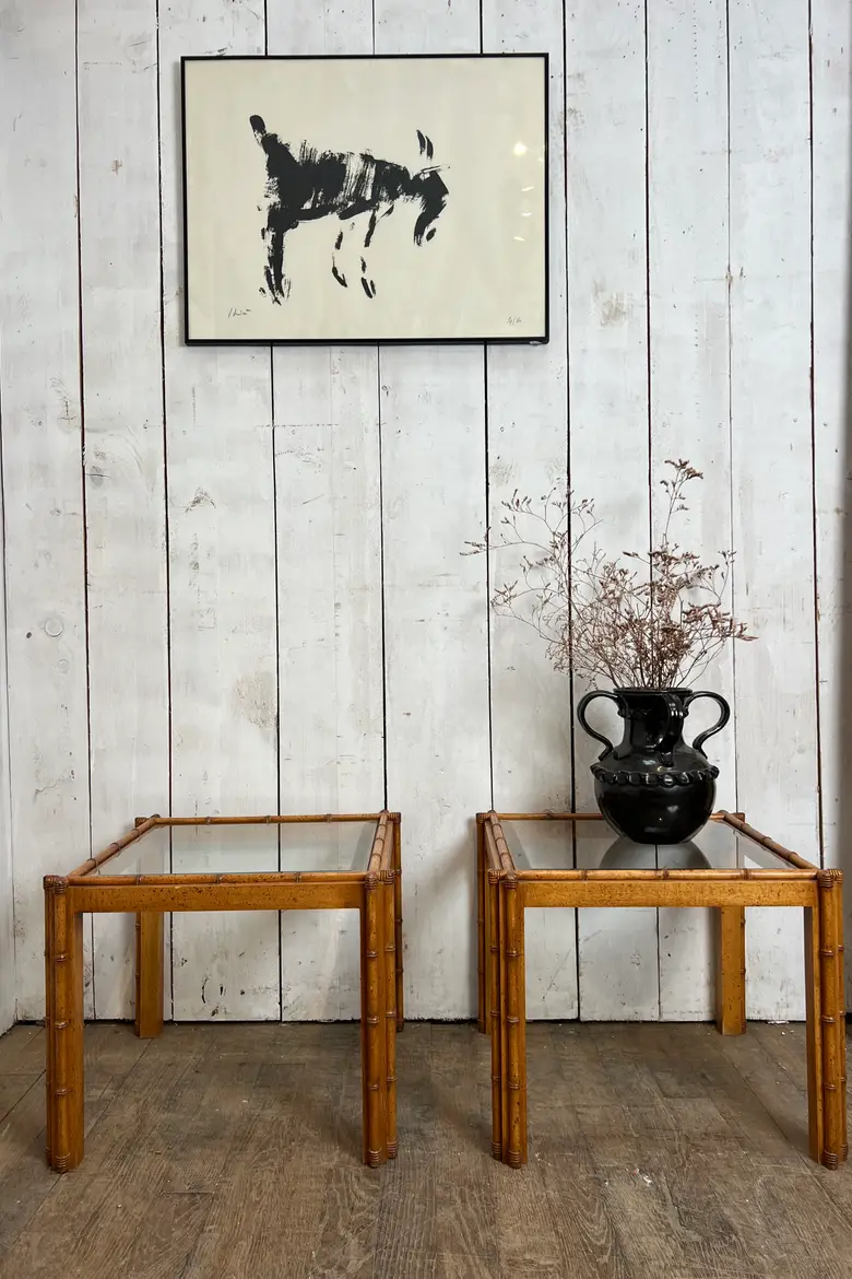 Tables d’appoint bambou et verre