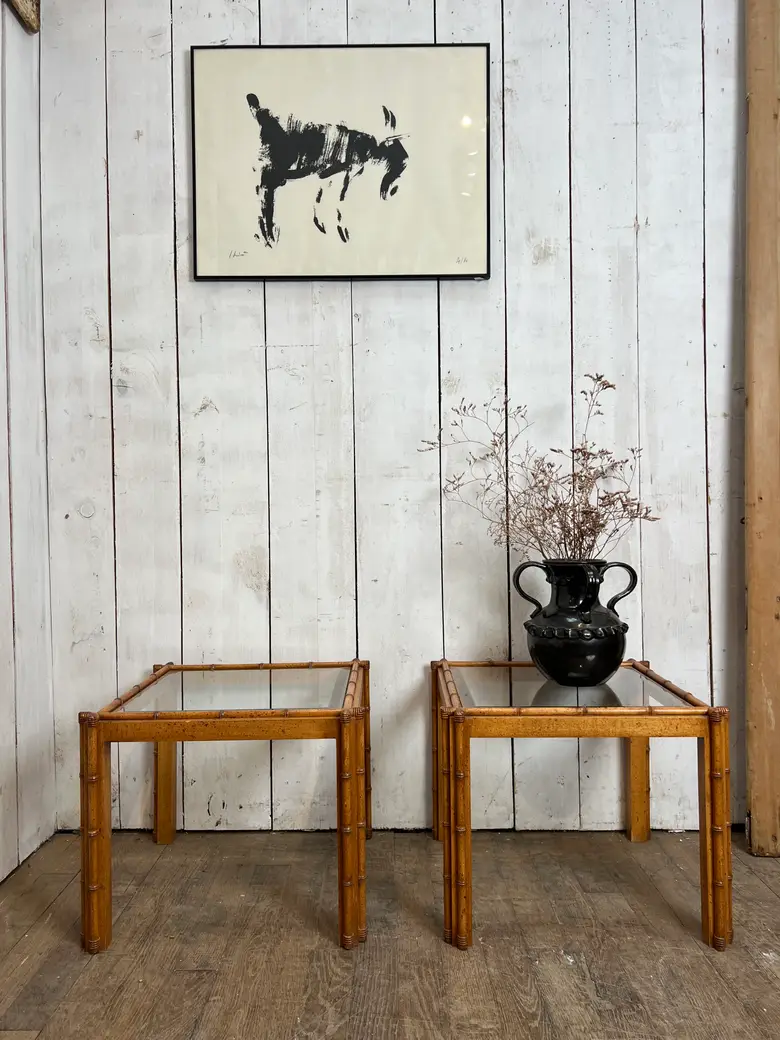 Tables d’appoint bambou et verre