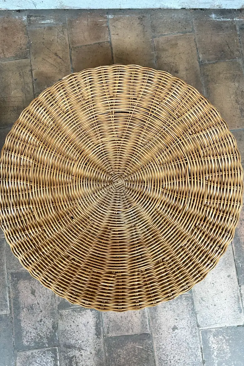 Tabouret vintage en osier Années 40