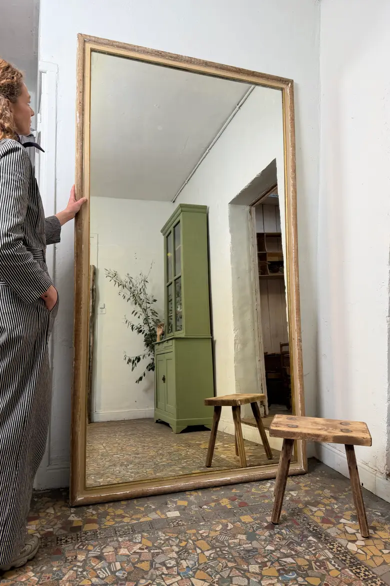 Très grand miroir ancien en chêne – XIXᵉ siècle — Très grand miroir ancien en chêne – XIXᵉ siècle