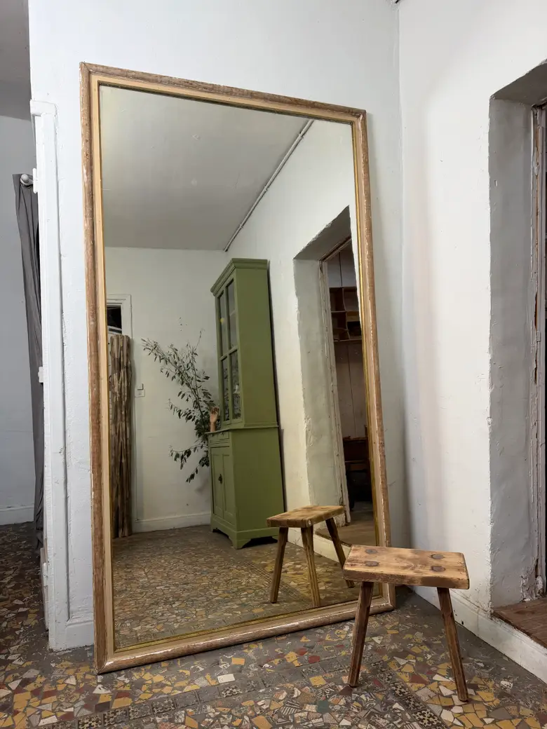 Très grand miroir ancien en chêne – XIXᵉ siècle — Très grand miroir ancien en chêne – XIXᵉ siècle