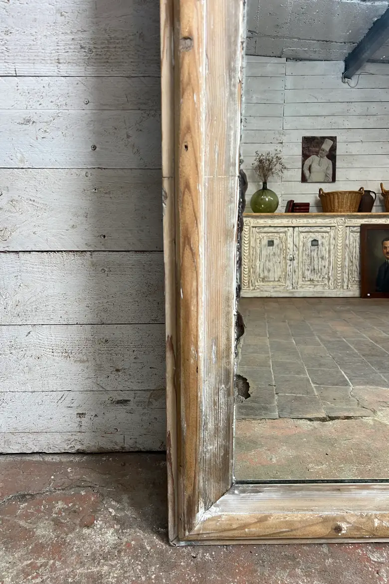 Très grand miroir en bois brut XIXème Époque Louis Philip