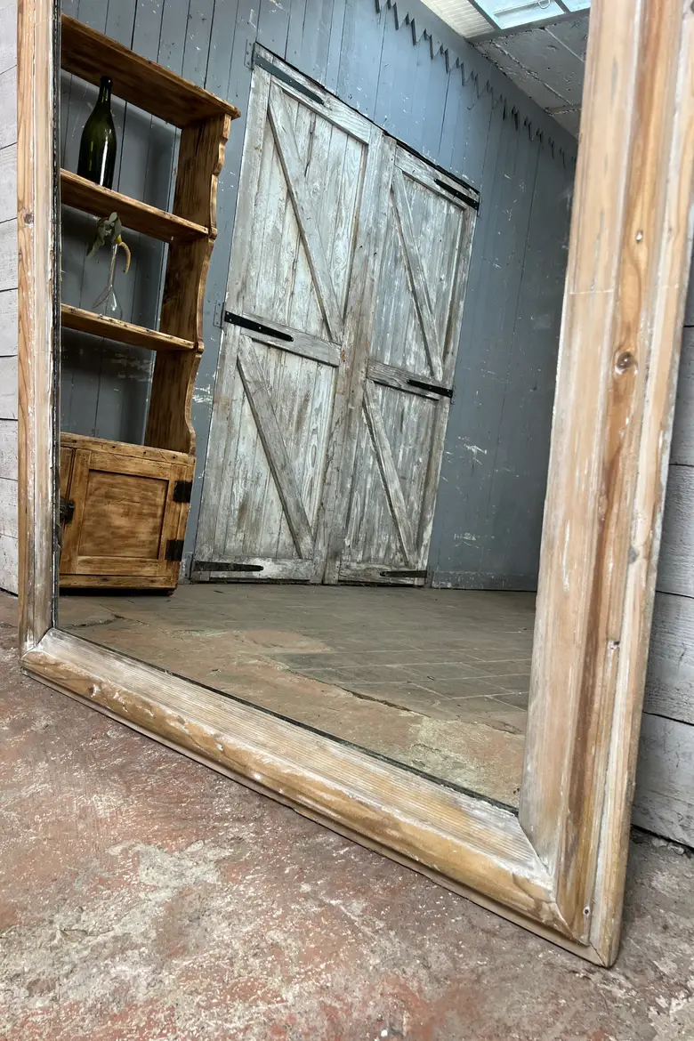 Très grand miroir en bois brut XIXème Époque Louis Philip