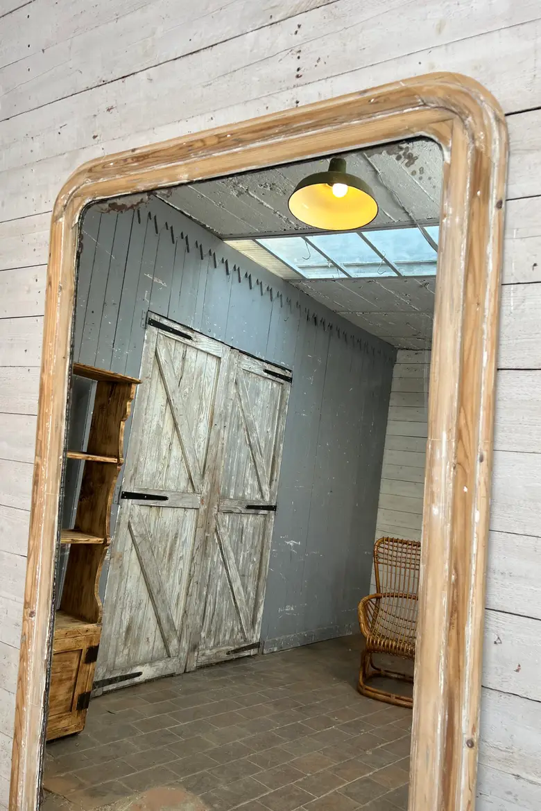 Très grand miroir en bois brut XIXème Époque Louis Philip