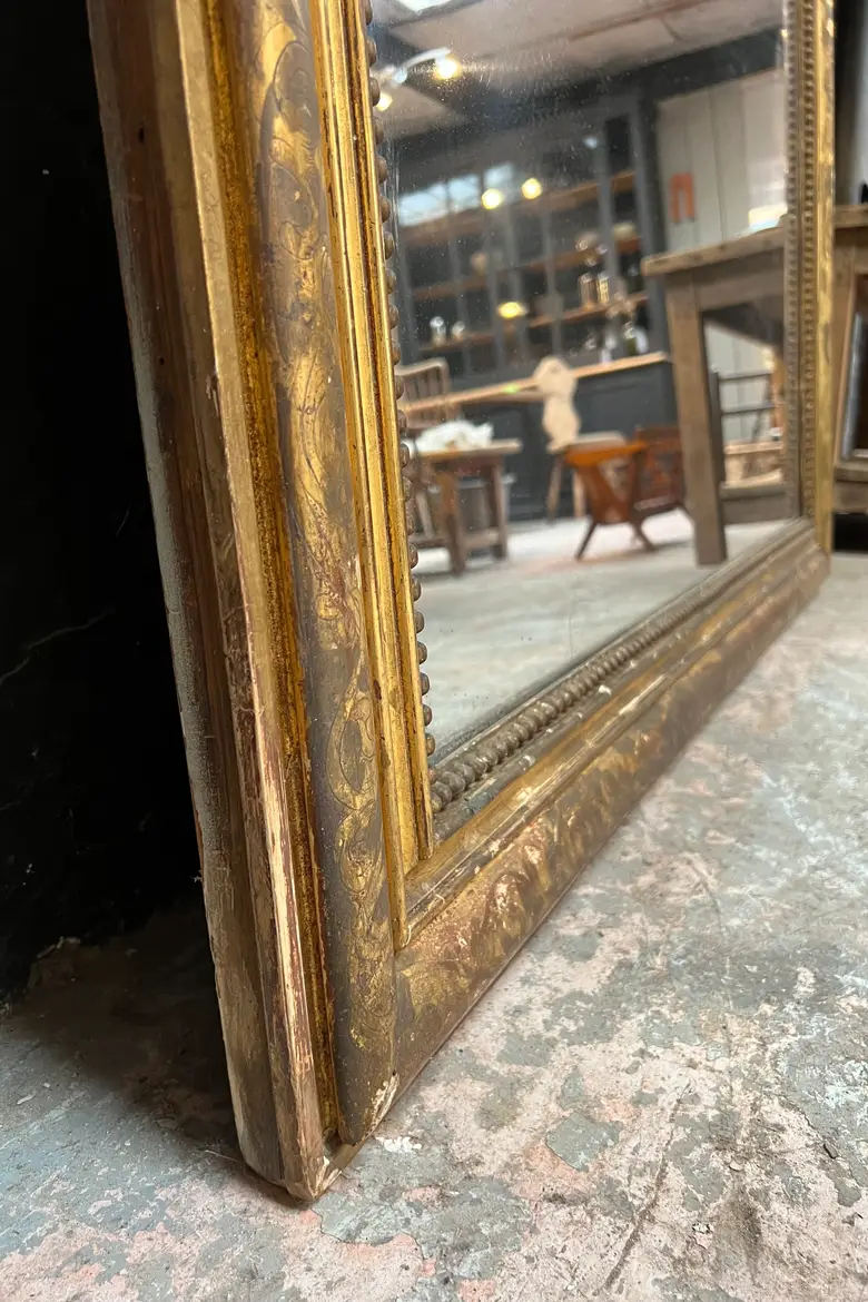Très grand miroir Louis Philippe doré début 20e