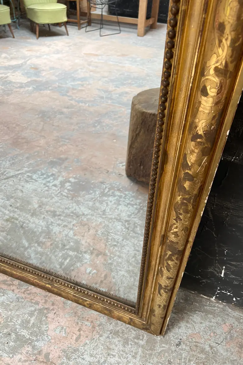 Très grand miroir Louis Philippe doré début 20e