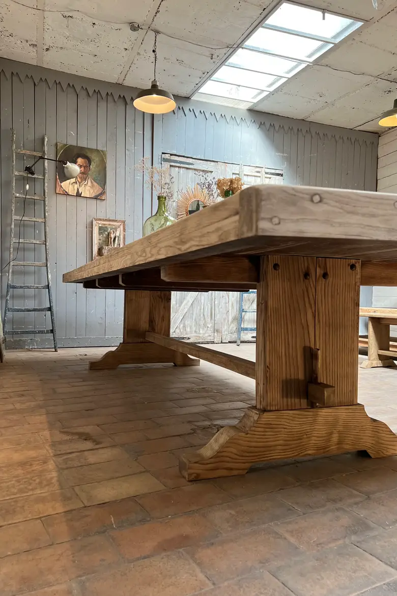 Très grande table de Monastère en chêne 1920
