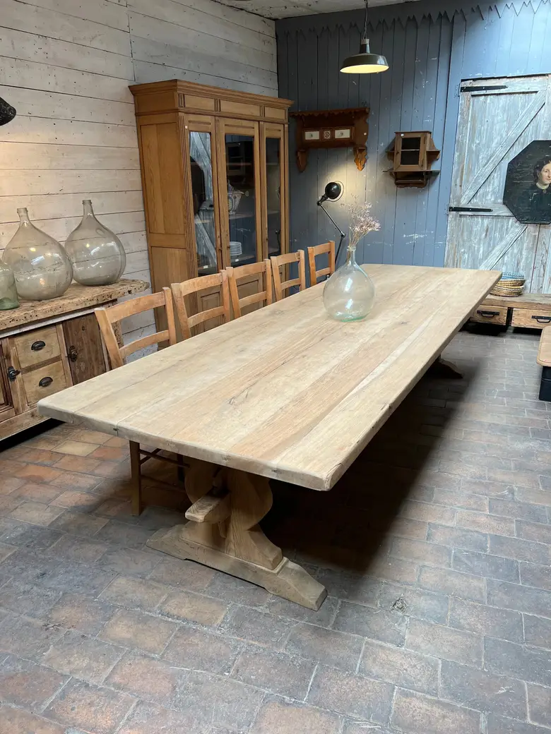 Très grande table de monastère en chêne Années 50