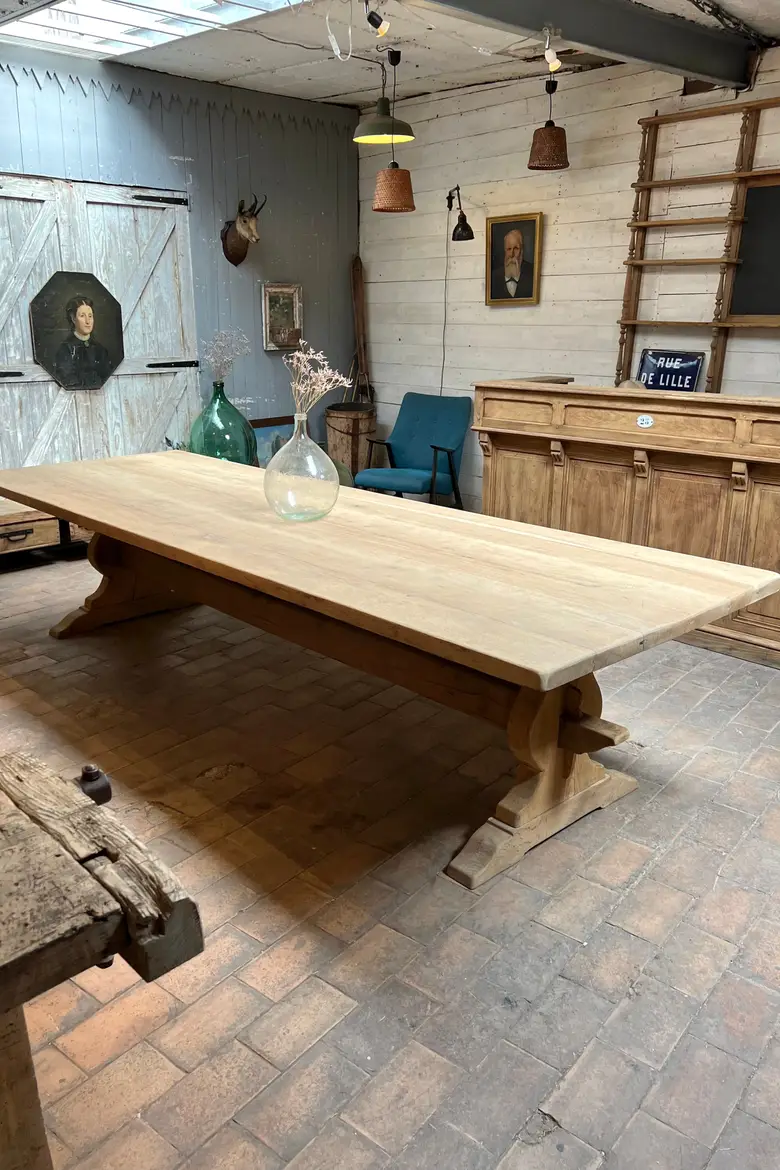 Très grande table de monastère en chêne Années 50