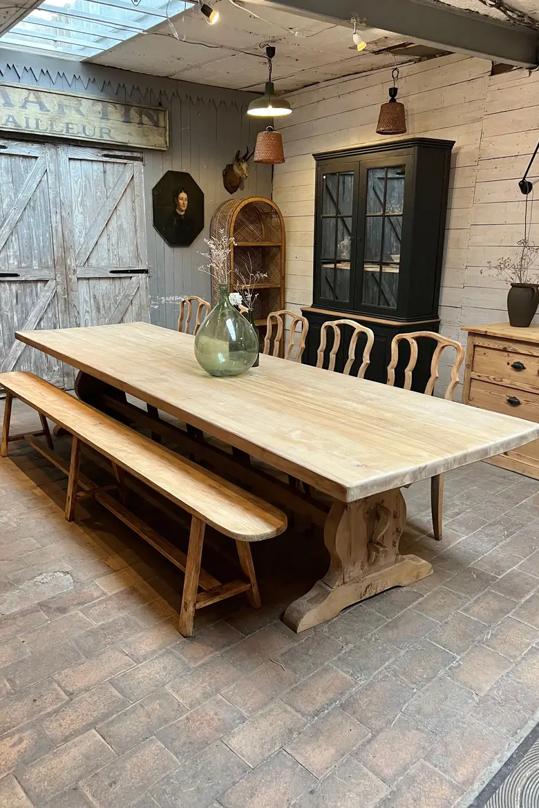 Très grande table de monastère en chêne Début XXème