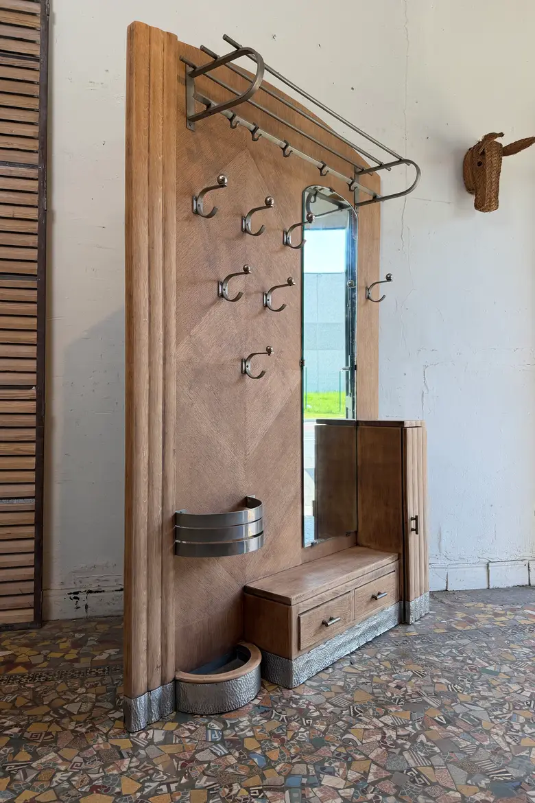 Vestiaire d’entrée Art Déco en chêne – années 30