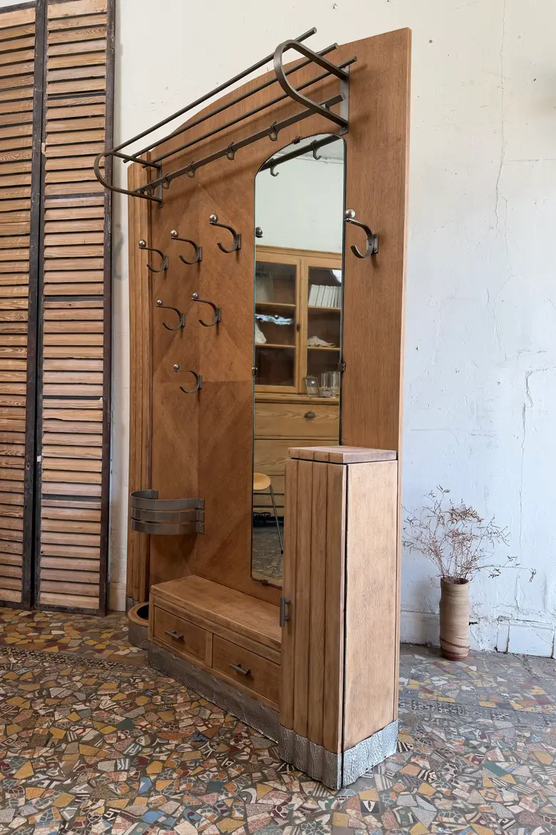 Vestiaire d’entrée Art Déco en chêne – années 30