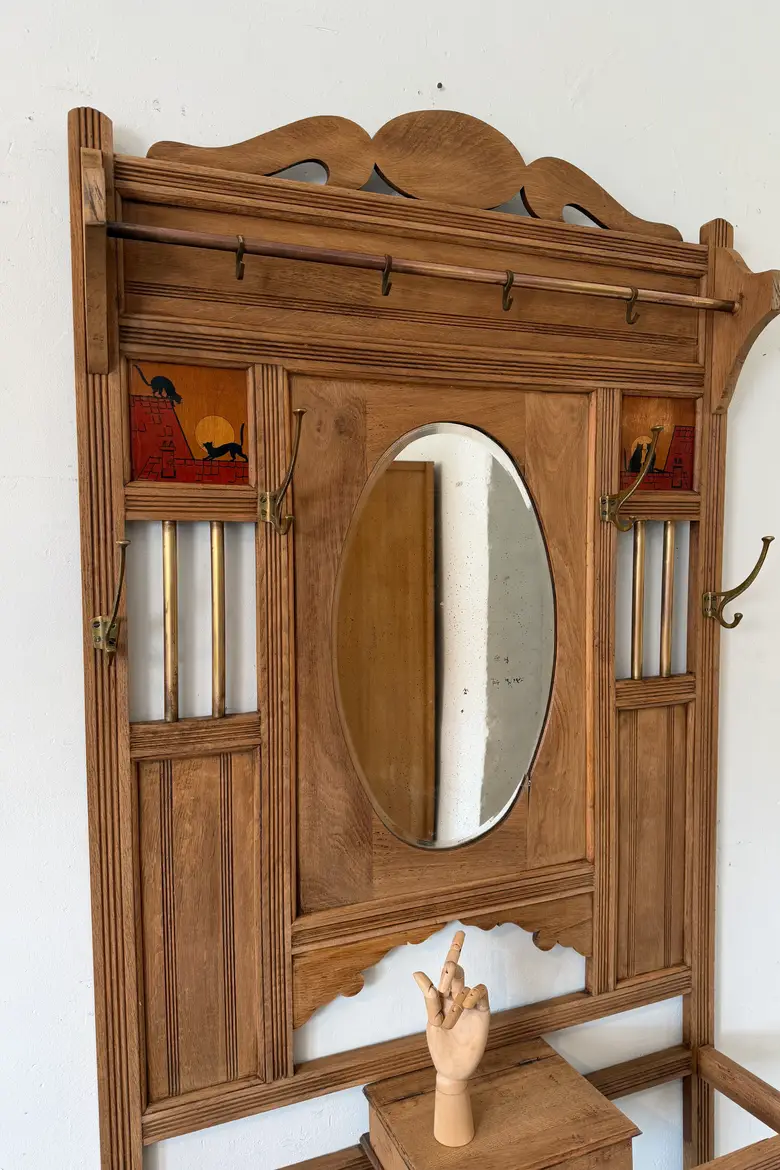 Vestiaire d’entrée Art nouveau en chêne