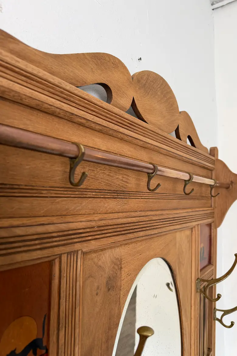 Vestiaire d’entrée Art nouveau en chêne