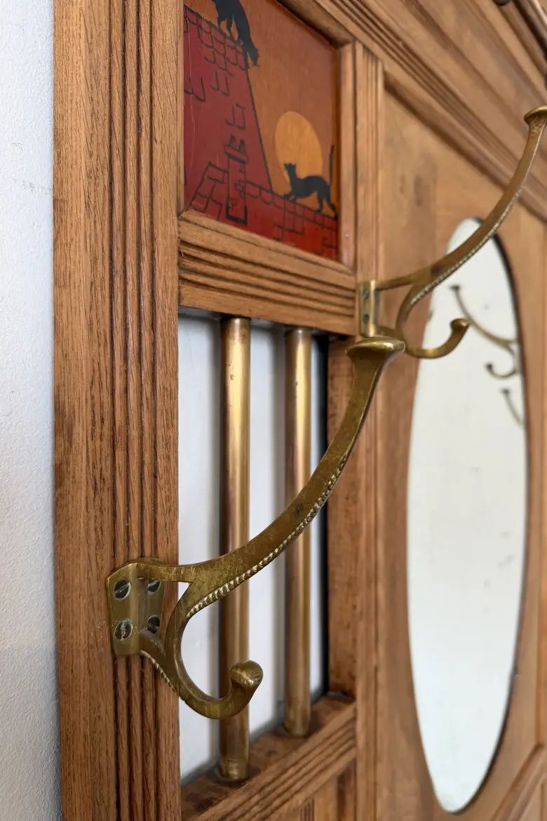 Vestiaire d’entrée Art nouveau en chêne