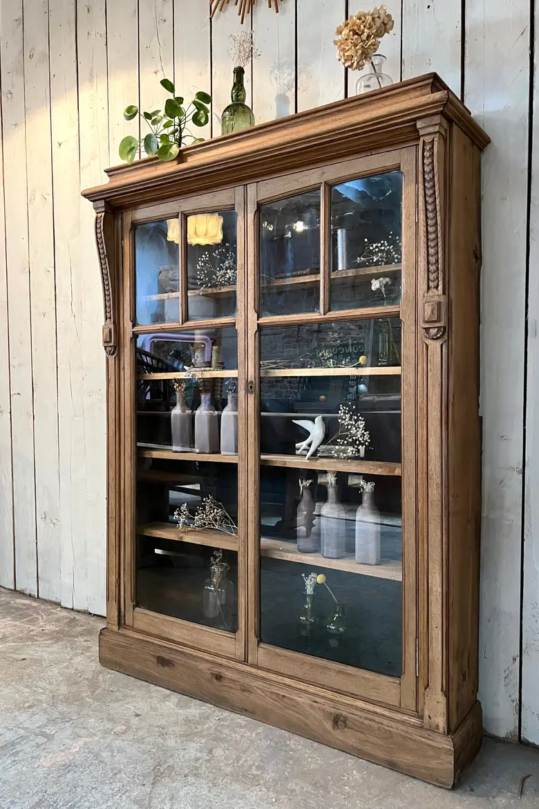 Vitrine de mercerie en chêne Début XXème