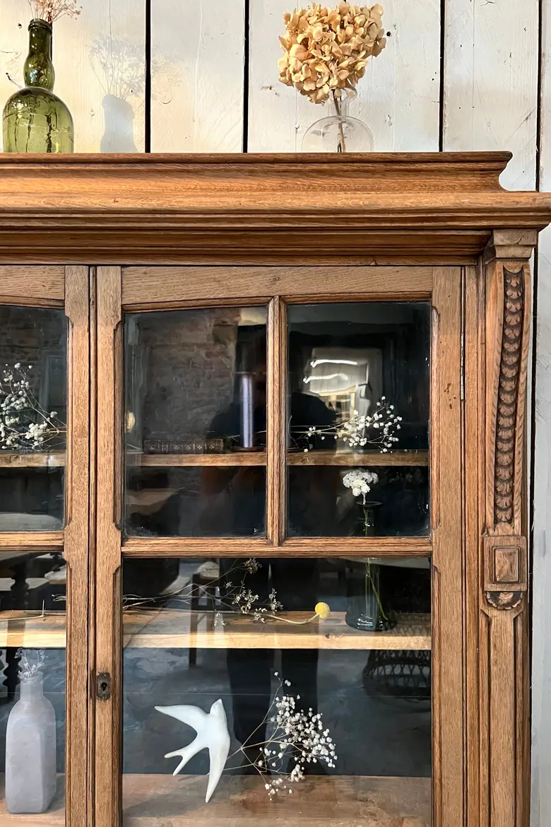 Vitrine de mercerie en chêne Début XXème