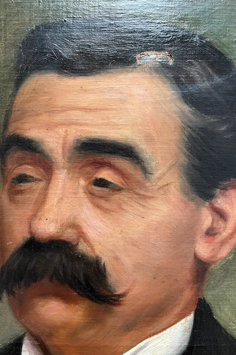 Tableau d’ancêtre Début XXème — Zoom sur le visage de l'ancetre